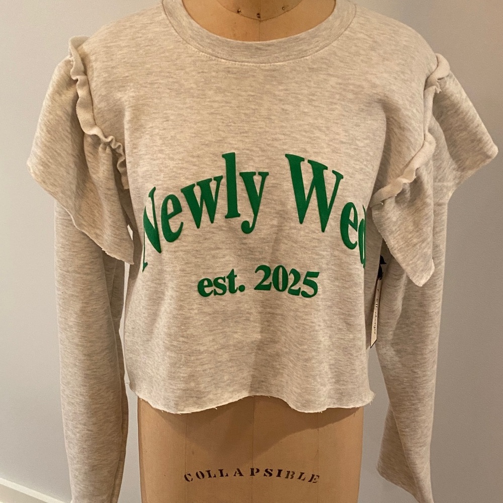 Newley Weds! Restyled sweatshirt made out of a new garment.